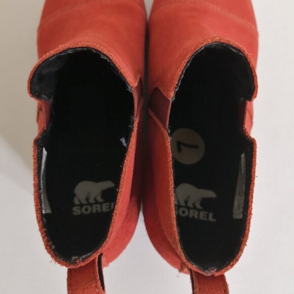 NEW Sorel Women's Evie Pull-On Bootie Waterproof Suede Leather Wedge Ankle Sz 7 - Picture 5 of 7